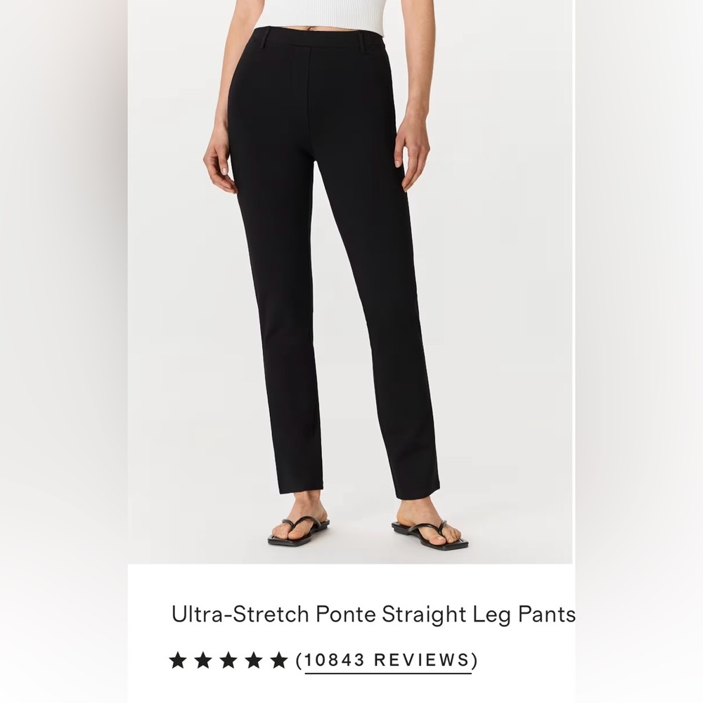Quince Black Ultra-Stretch Ponte Straight Leg Pants